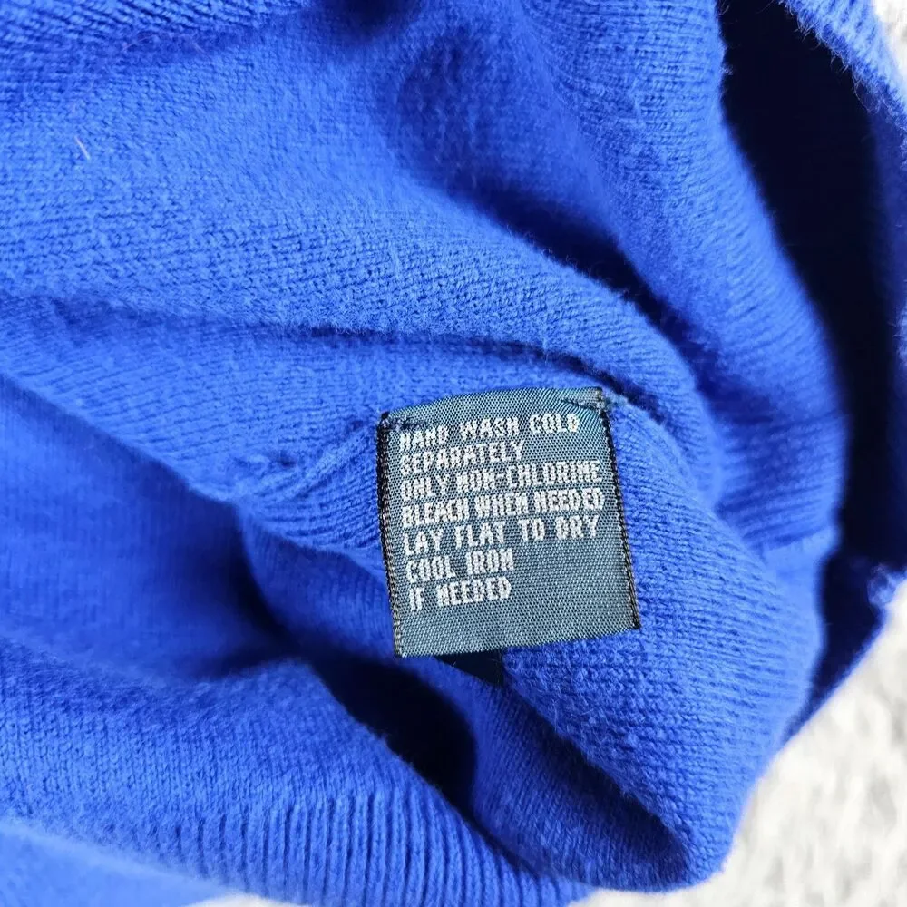 Vintage Polo Ralph Lauren Sweater Vest Mens Medium Blue Pima Pullover V Neck 90s
